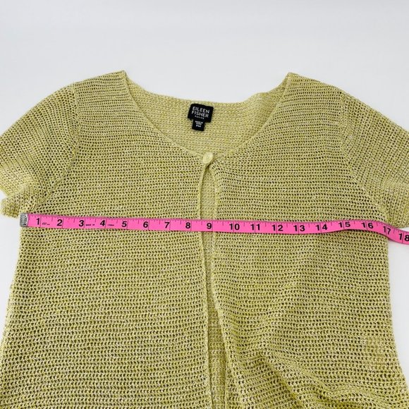 Eileen Fisher Linen Knit Short Sleeve Cardigan - Picture 9 of 9
